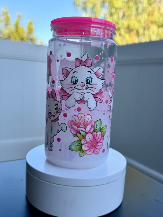 Pink bow kitty 16oz Snowglobe